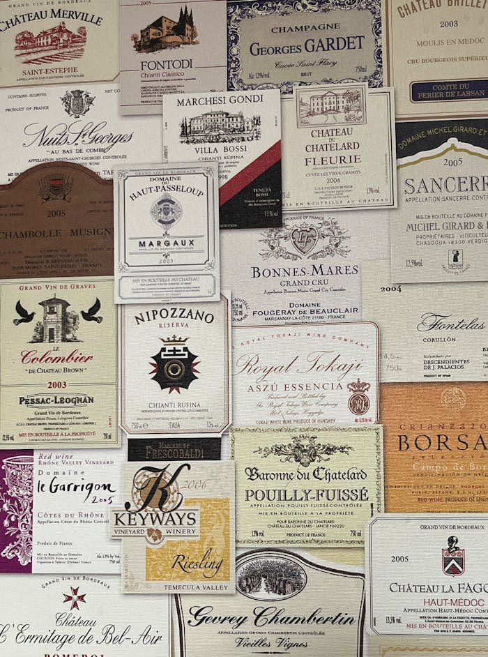vintage wine labels vintage wine labels showcasing diverse styles and origins.